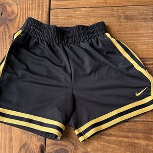 Nike Black Athletic Shorts with Yellow Stripe Trim